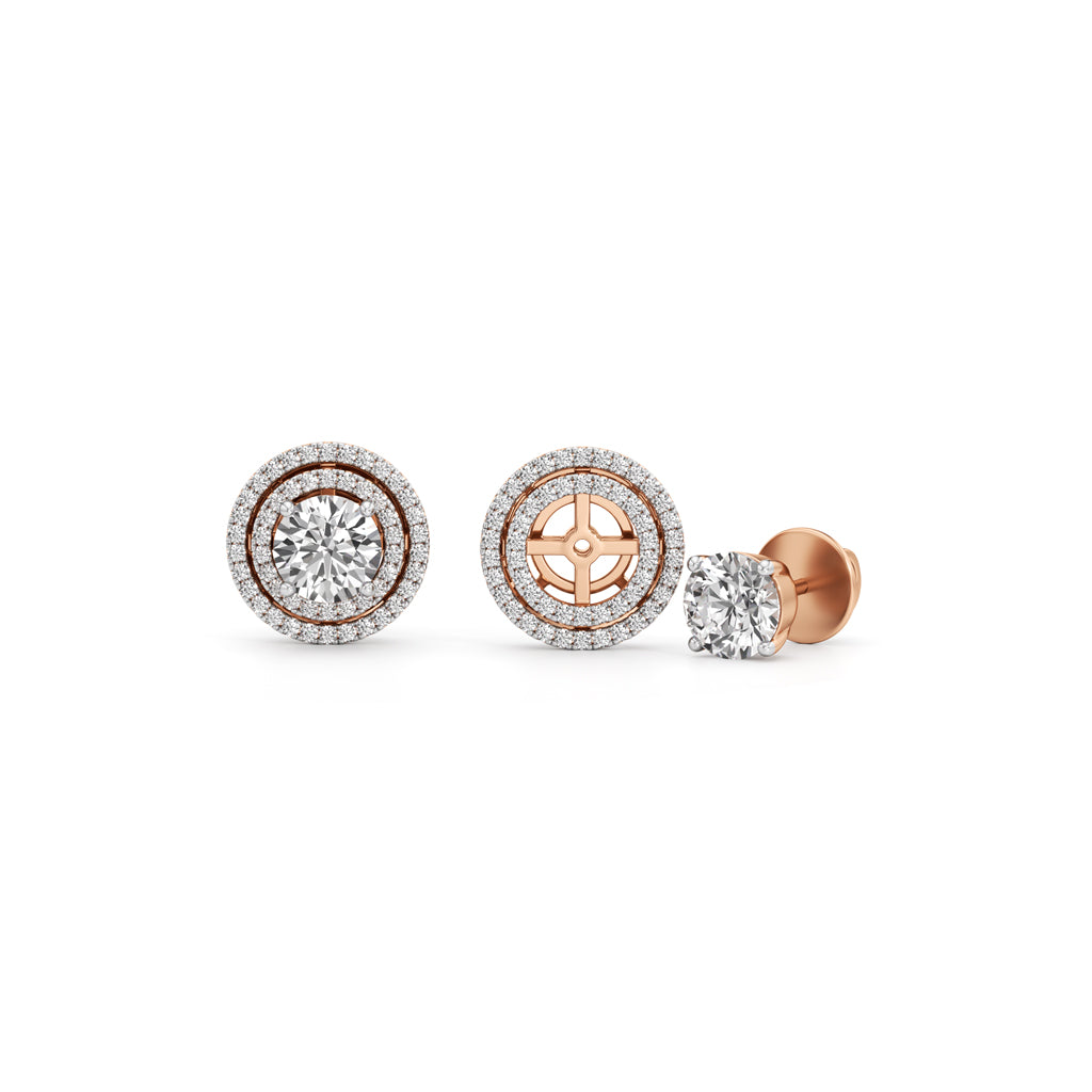 2.50Ct Round Shape Halo Studs
