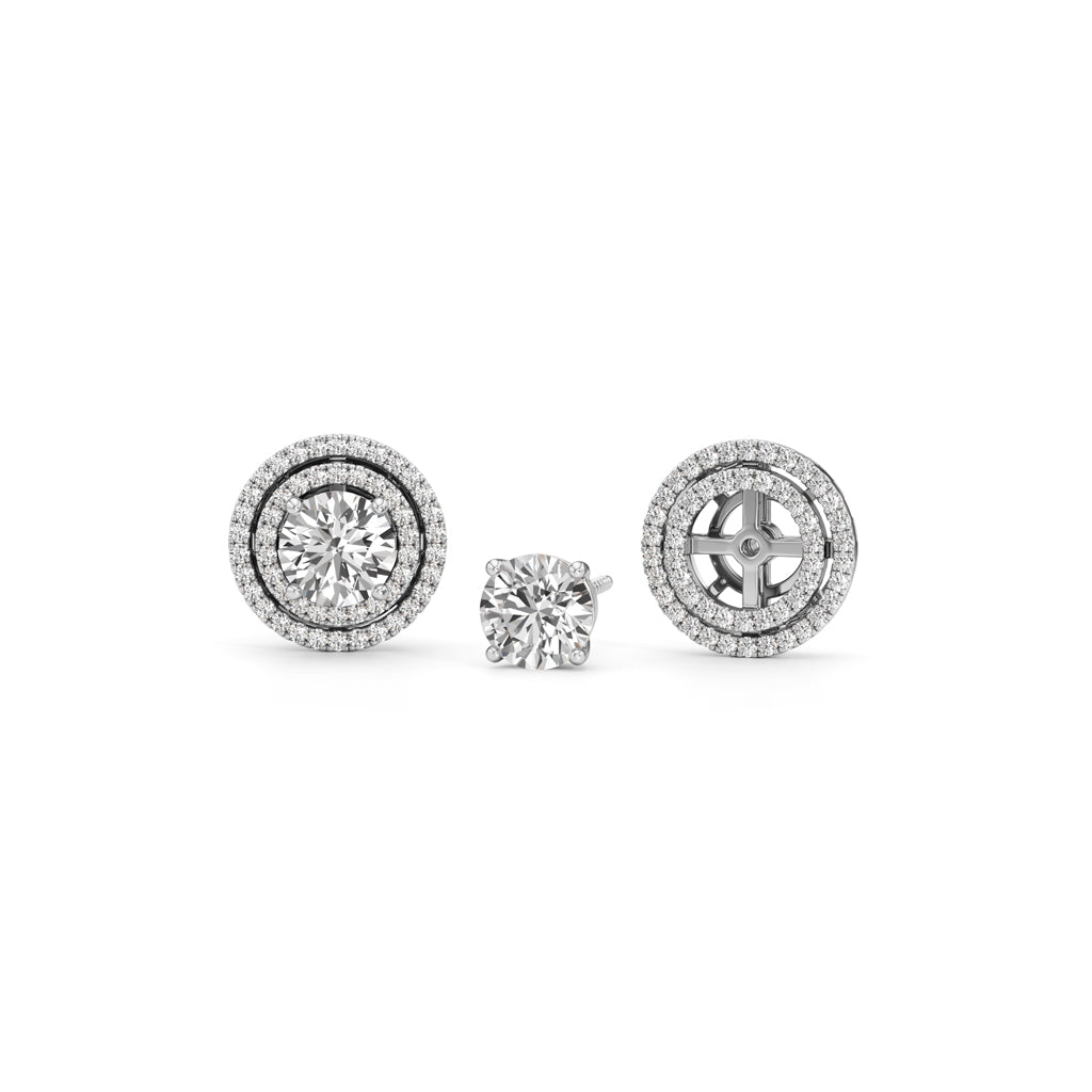 2.50Ct Round Shape Halo Studs