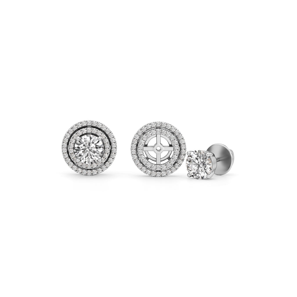 2.50Ct Round Shape Halo Studs