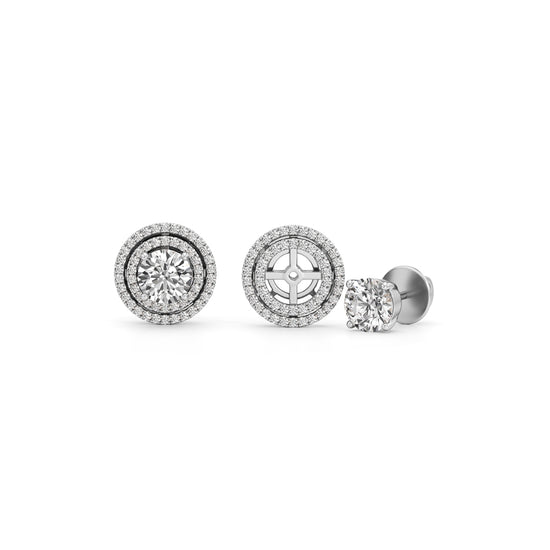 2.50Ct Round Shape Halo Studs