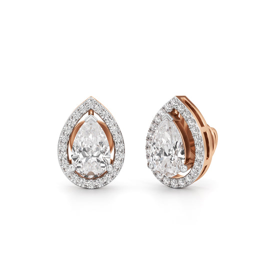 1.75Ct Pear Shape Halo Studs Earrings