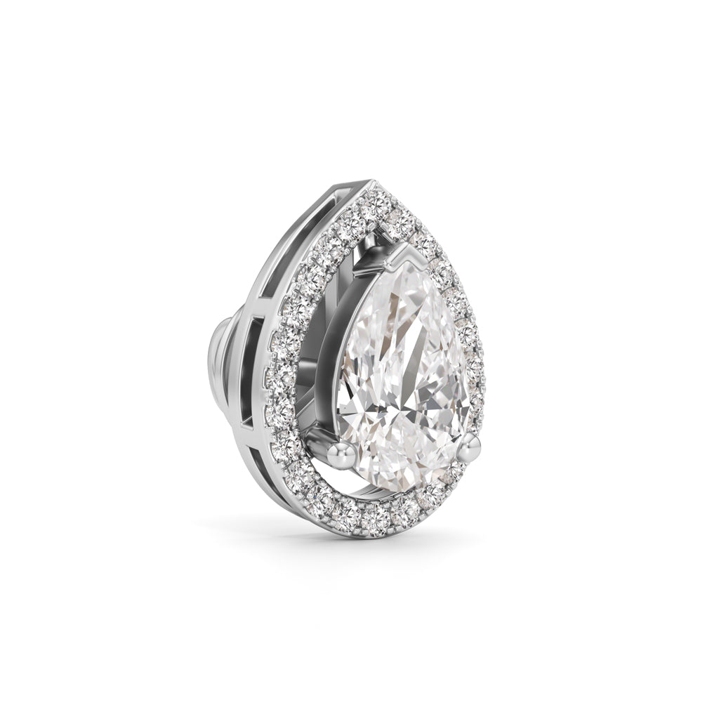 1.75Ct Pear Shape Halo Studs Earrings