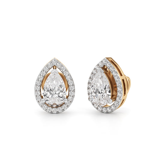 1.75Ct Pear Shape Halo Studs Earrings