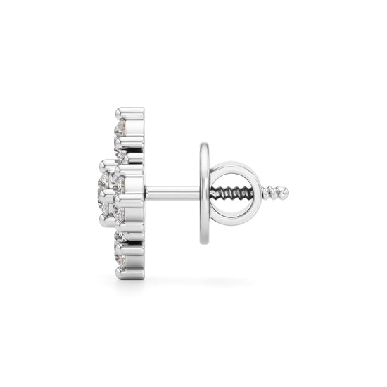 1Ct Round Shape Fancy Studs Earrings