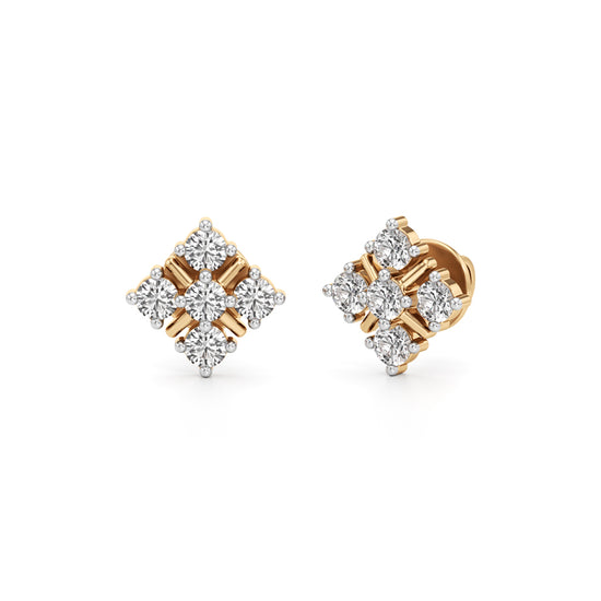 1Ct Round Shape Fancy Studs Earrings