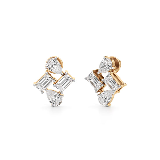 2Ct Emerald Shape Fancy Studs Earrings