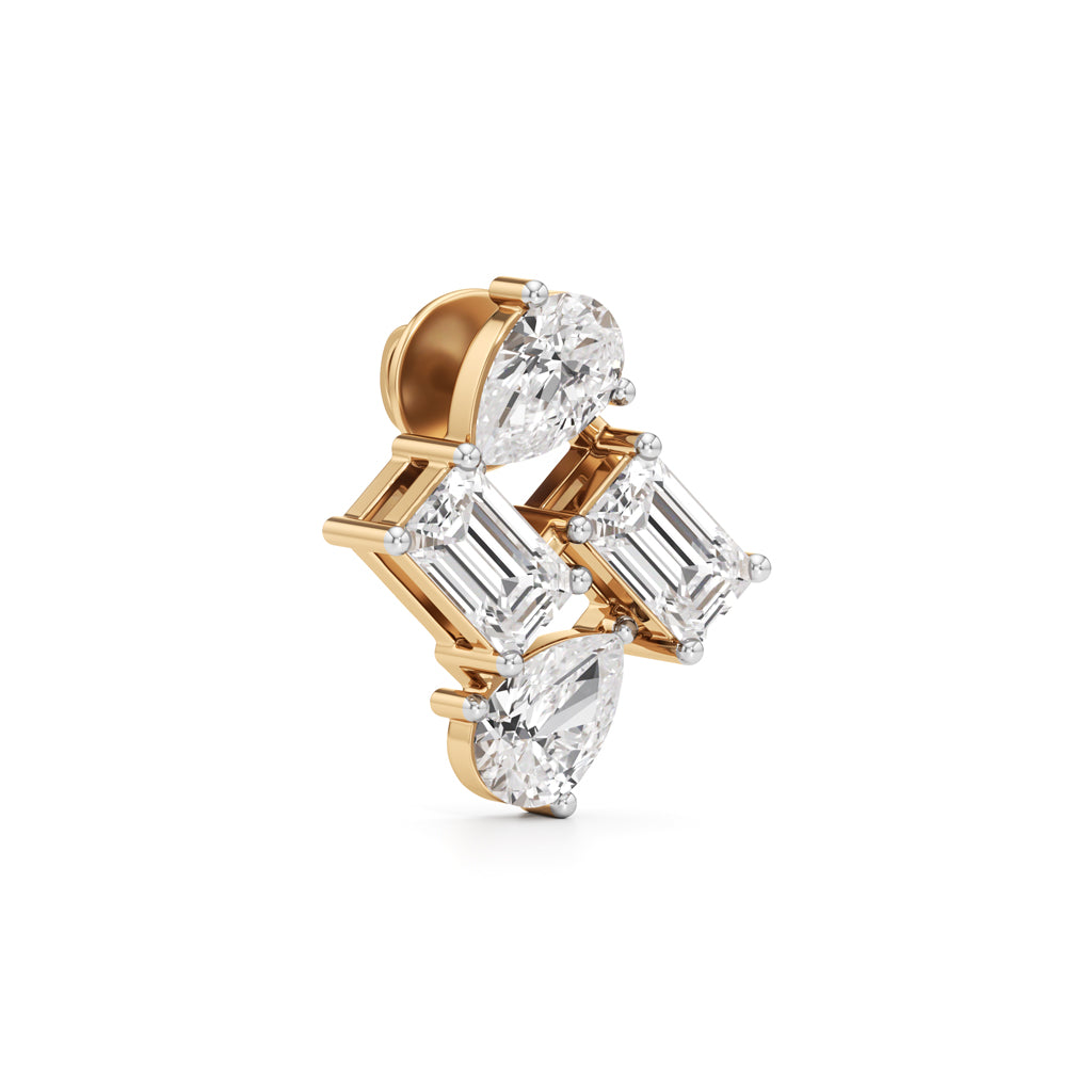 2Ct Emerald Shape Fancy Studs Earrings