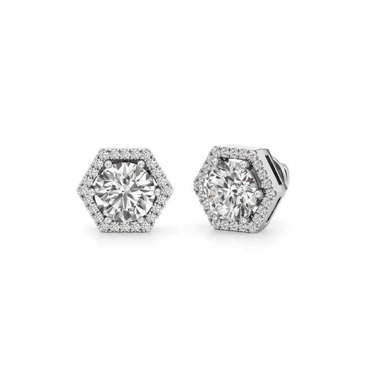 2.25Ct Round Shape Halo Studs Earrings