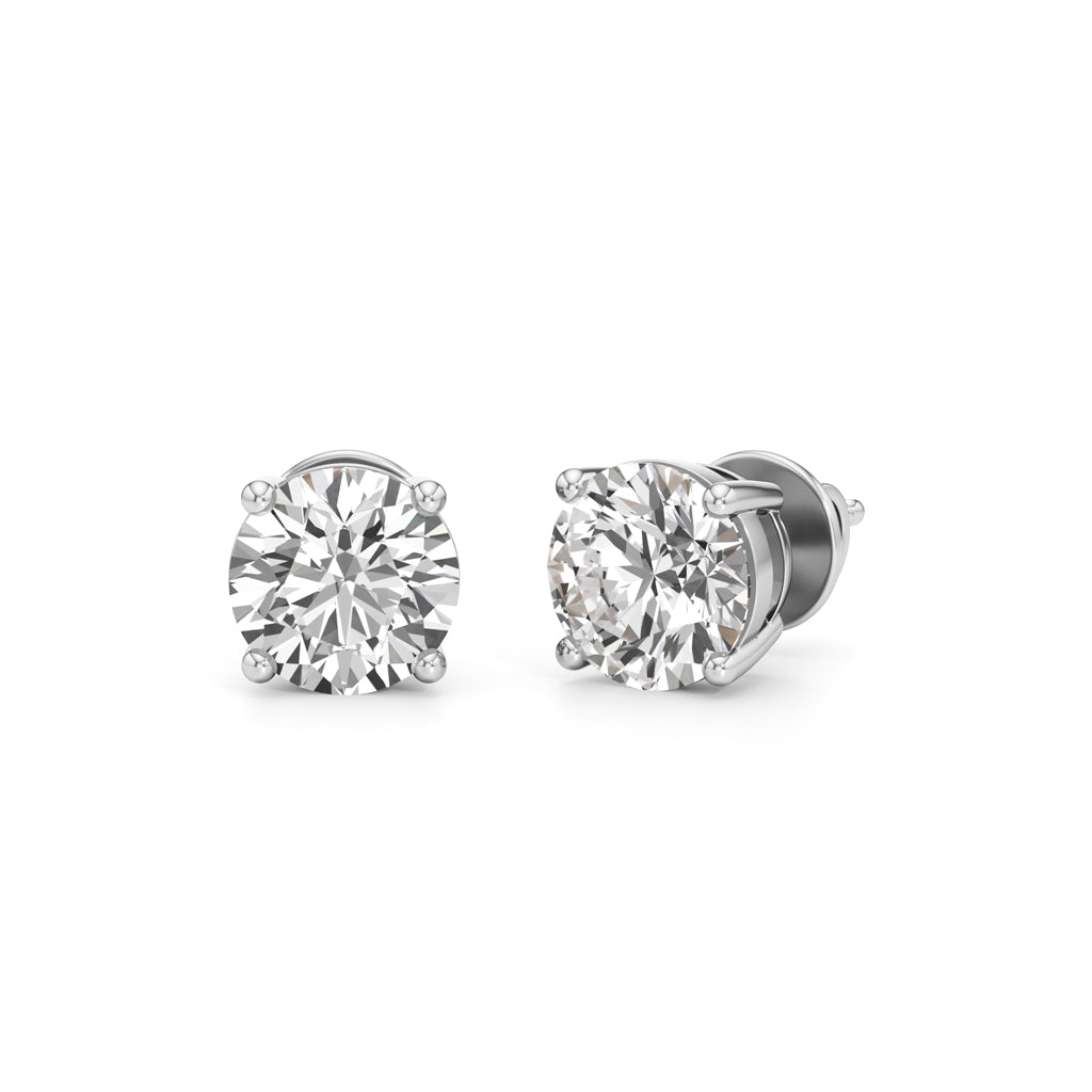 3Ct Round Shape Solitaire Studs Earrings