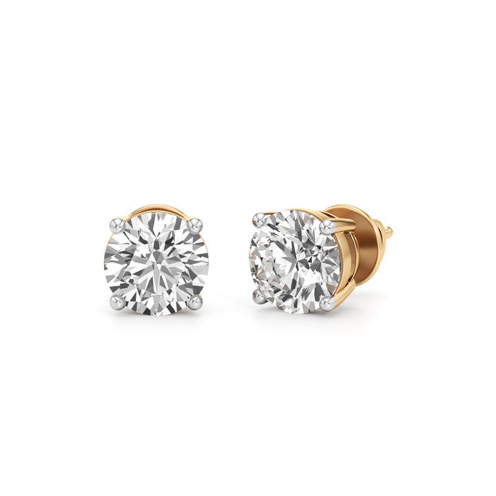 Bold Solitaire 925 Silver 18k Gold Plated Stud Earrings