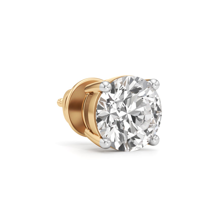 Bold Solitaire 925 Silver 18k Gold Plated Stud Earrings