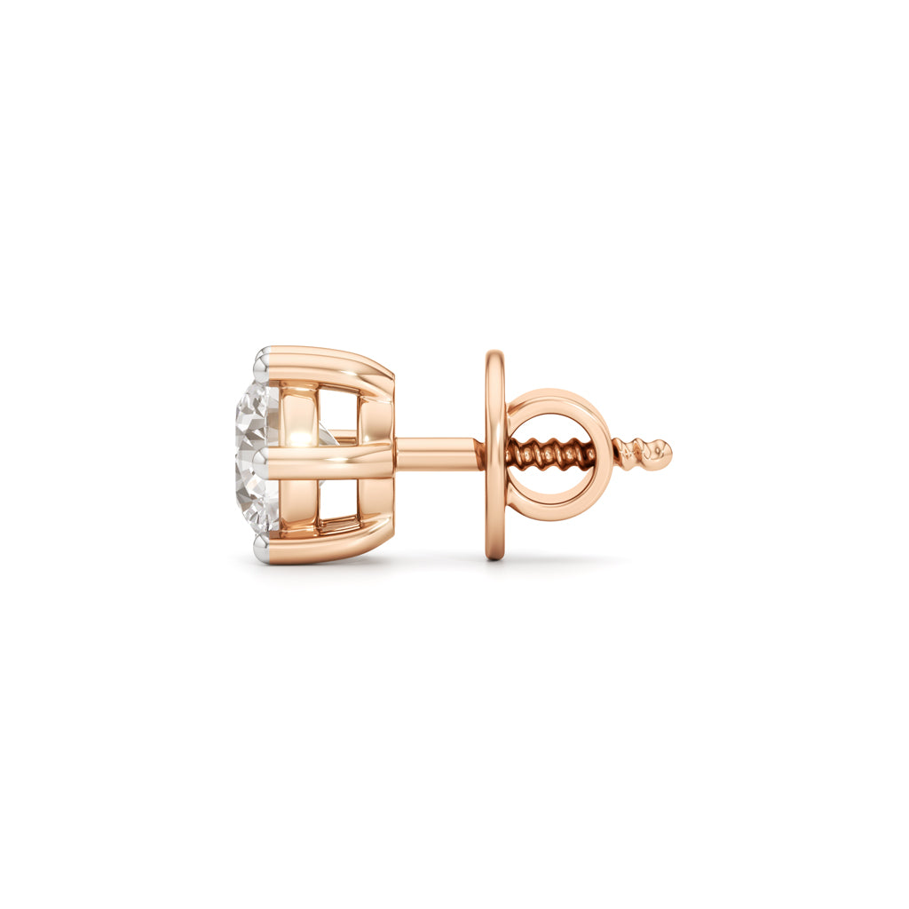 1Ct Round Shape Solitaire Studs Earrings