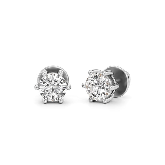 1Ct Round Shape Solitaire Studs Earrings