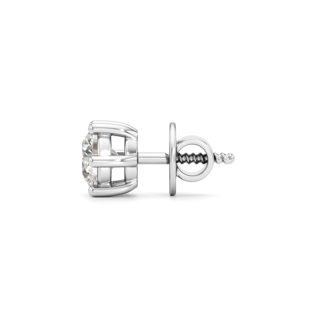 1Ct Round Shape Solitaire Studs Earrings