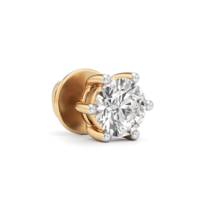 Classic Solitaire 925 Silver 18k Gold Plated Stud Earrings