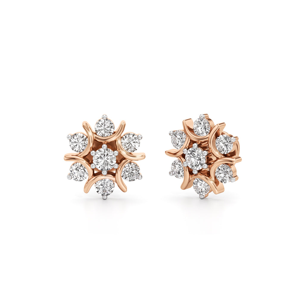 1Ct Round Shape Fancy Studs Earrings