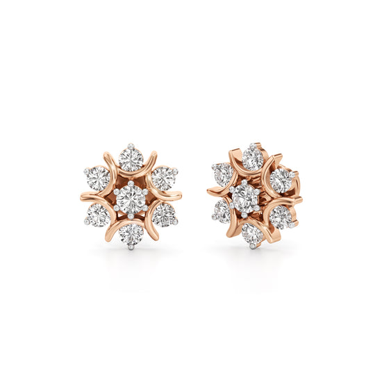 1Ct Round Shape Fancy Studs Earrings