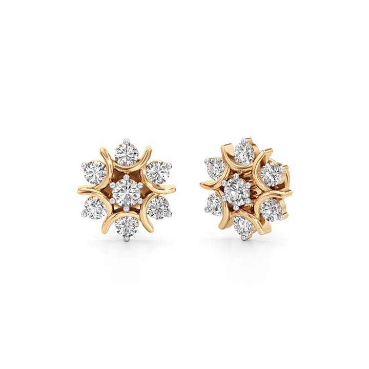 1Ct Round Shape Fancy Studs Earrings