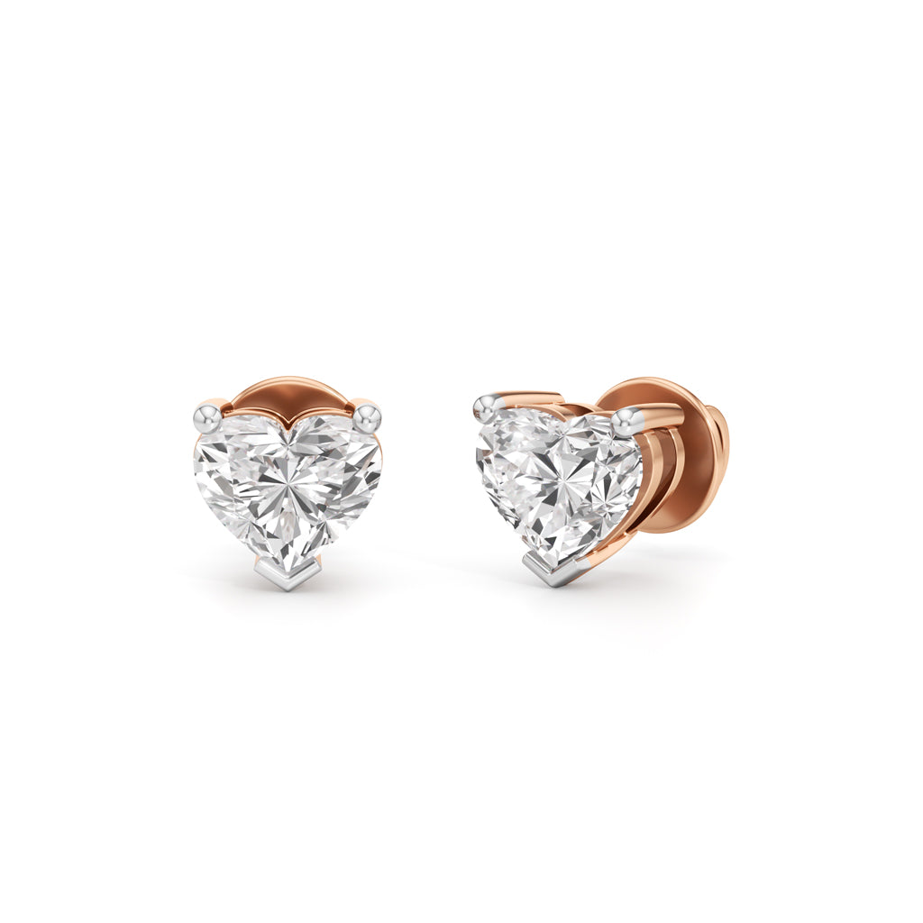 2Ct Heart Shape Solitaire Studs Earrings