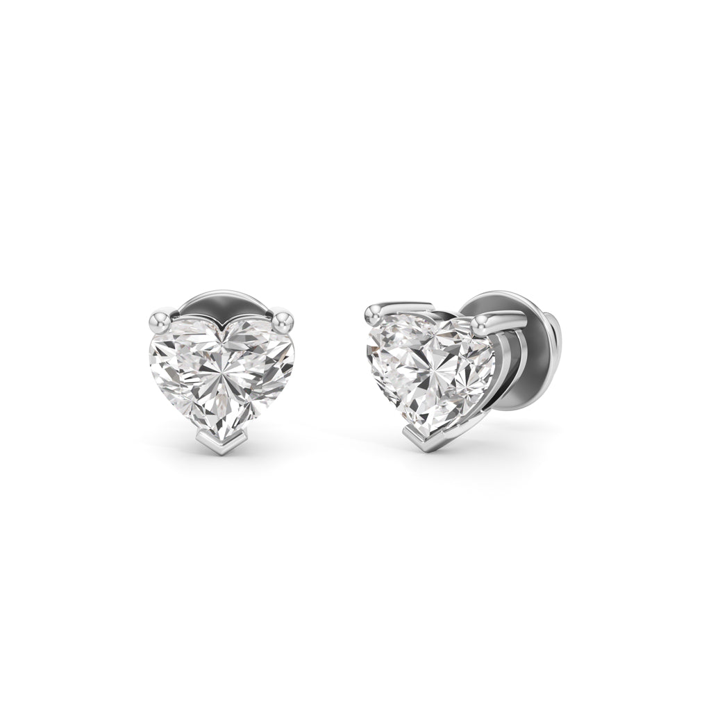 2Ct Heart Shape Solitaire Studs Earrings