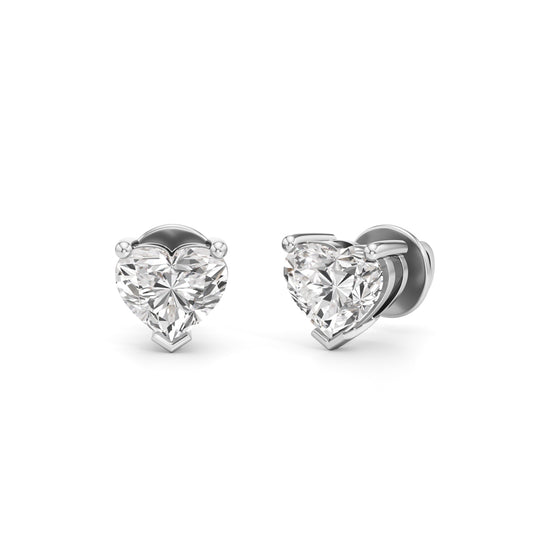 2Ct Heart Shape Solitaire Studs Earrings