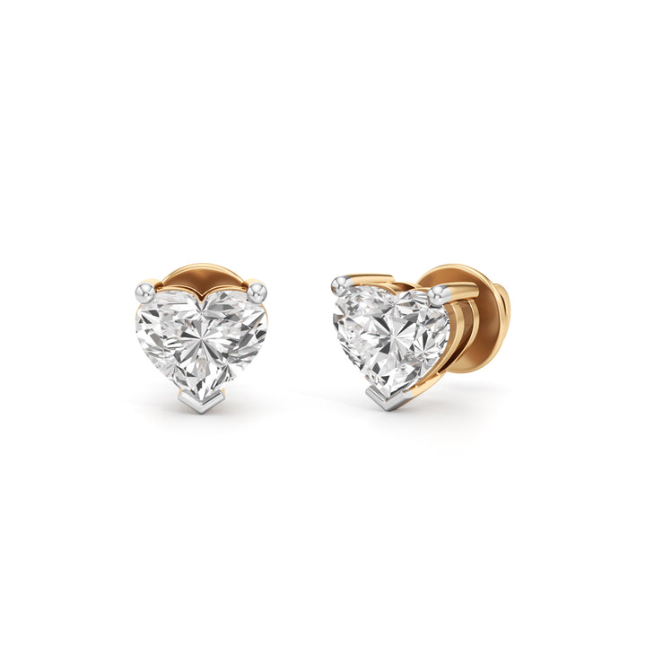 2Ct Heart Shape Solitaire Studs Earrings