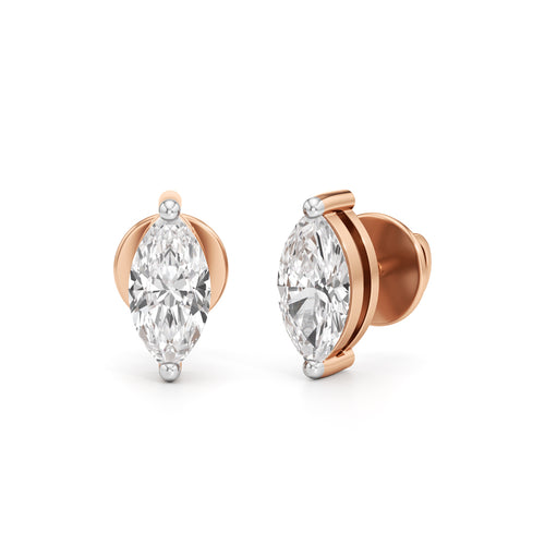 1Ct Marquise Shape Solitaire Studs Earrings