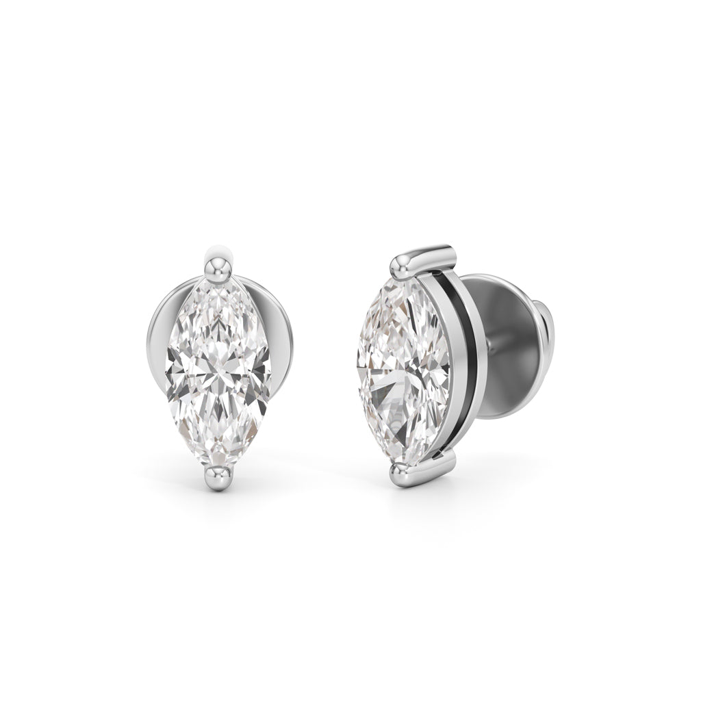 1Ct Marquise Shape Solitaire Studs Earrings