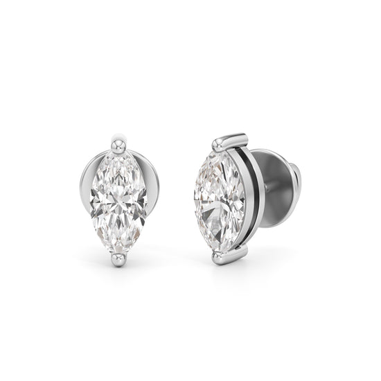 1Ct Marquise Shape Solitaire Studs Earrings