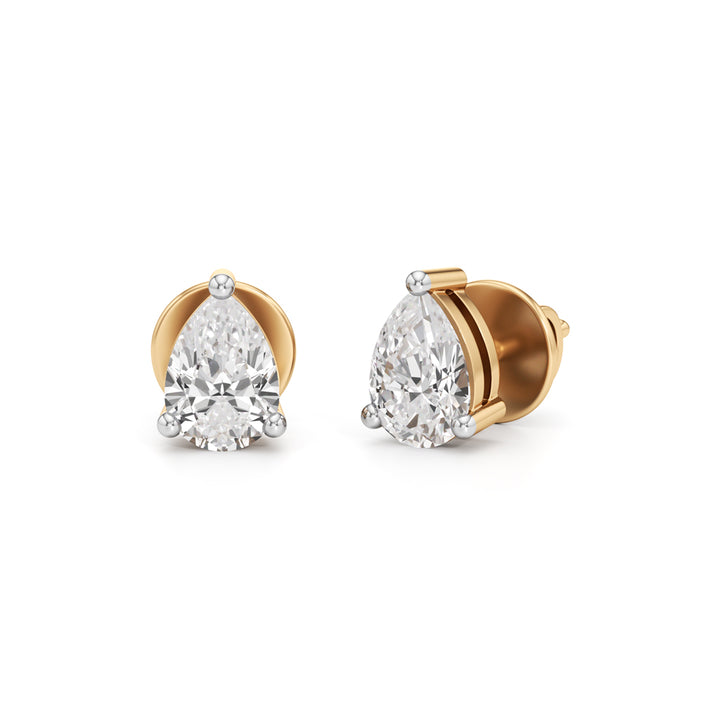 1Ct Pear Shape Solitaire Studs Earrings