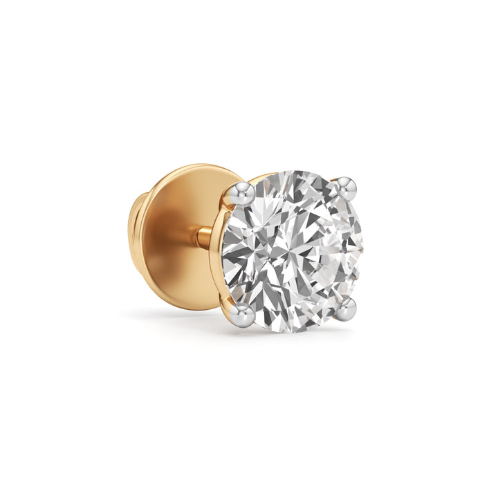 Elite Solitaire 925 Silver  18K Gold Plated Stud Earrings