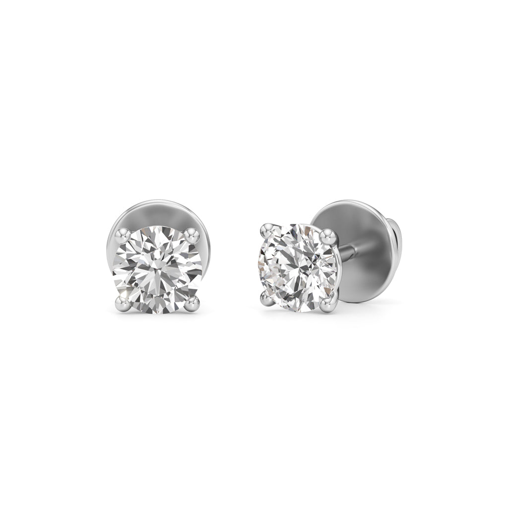 1Ct Round Shape Solitaire Studs Earrings