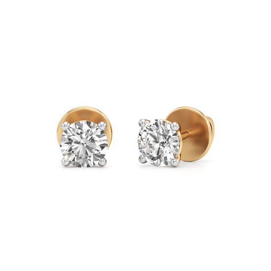 1Ct Round Shape Solitaire Studs Earrings