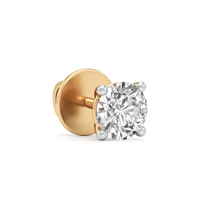 Timeless  Solitaire 925 Silver  18k Gold Plated Stud Earrings