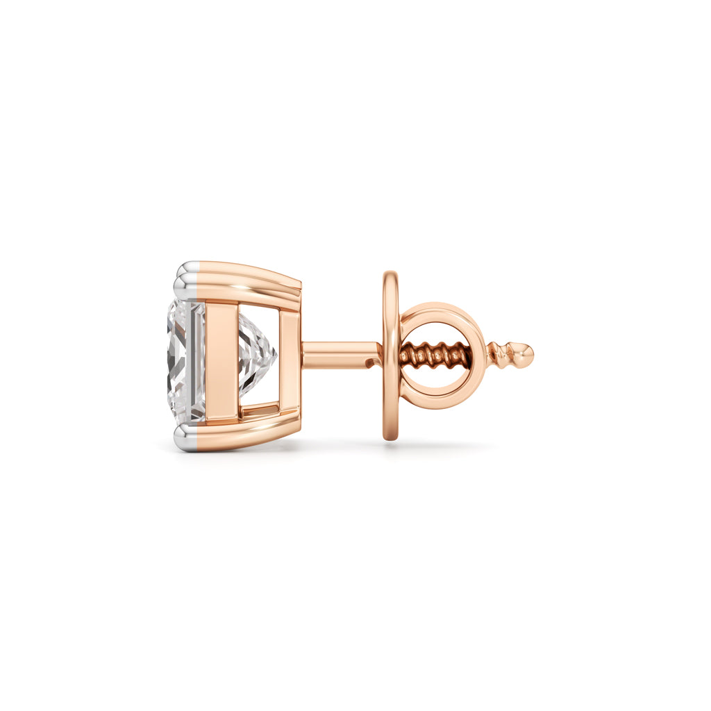 1.5Ct Princess Shape Solitaire Studs Earrings