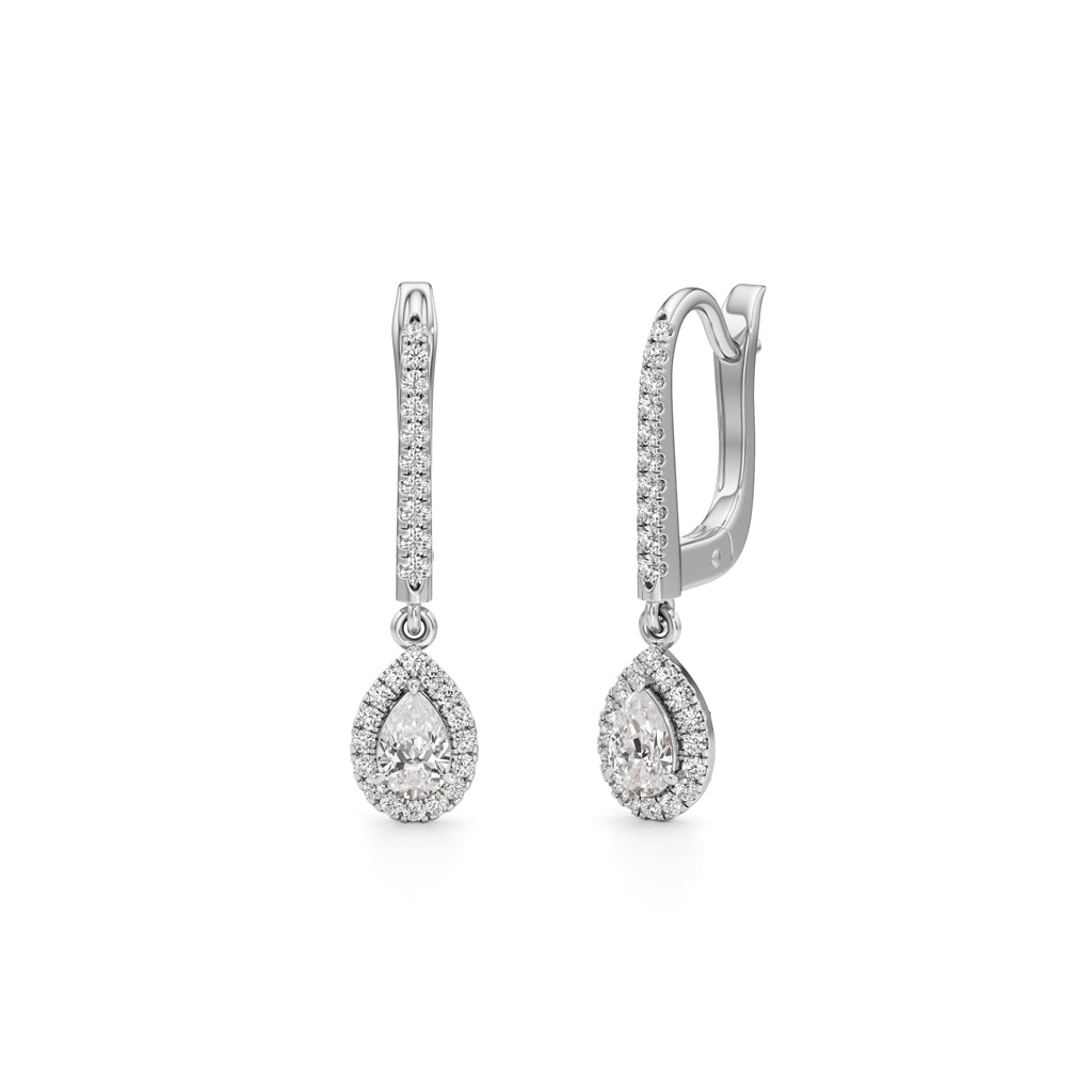 0.75Ct Pear Shape Hoops Earrings