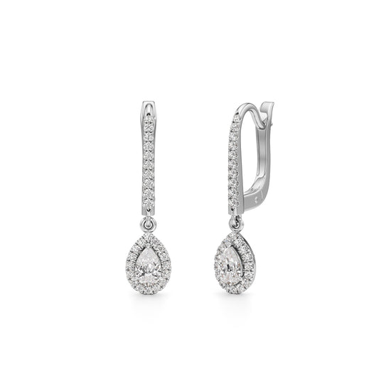 0.75Ct Pear Shape Hoops Earrings