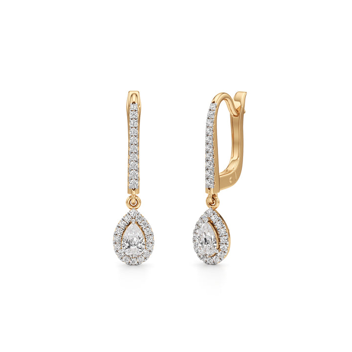 Radiant Pear-Drop 925 Silver  18k Gold Plated Halo Earrings