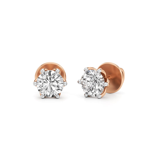 1Ct Round Shape Solitaire Studs Earrings