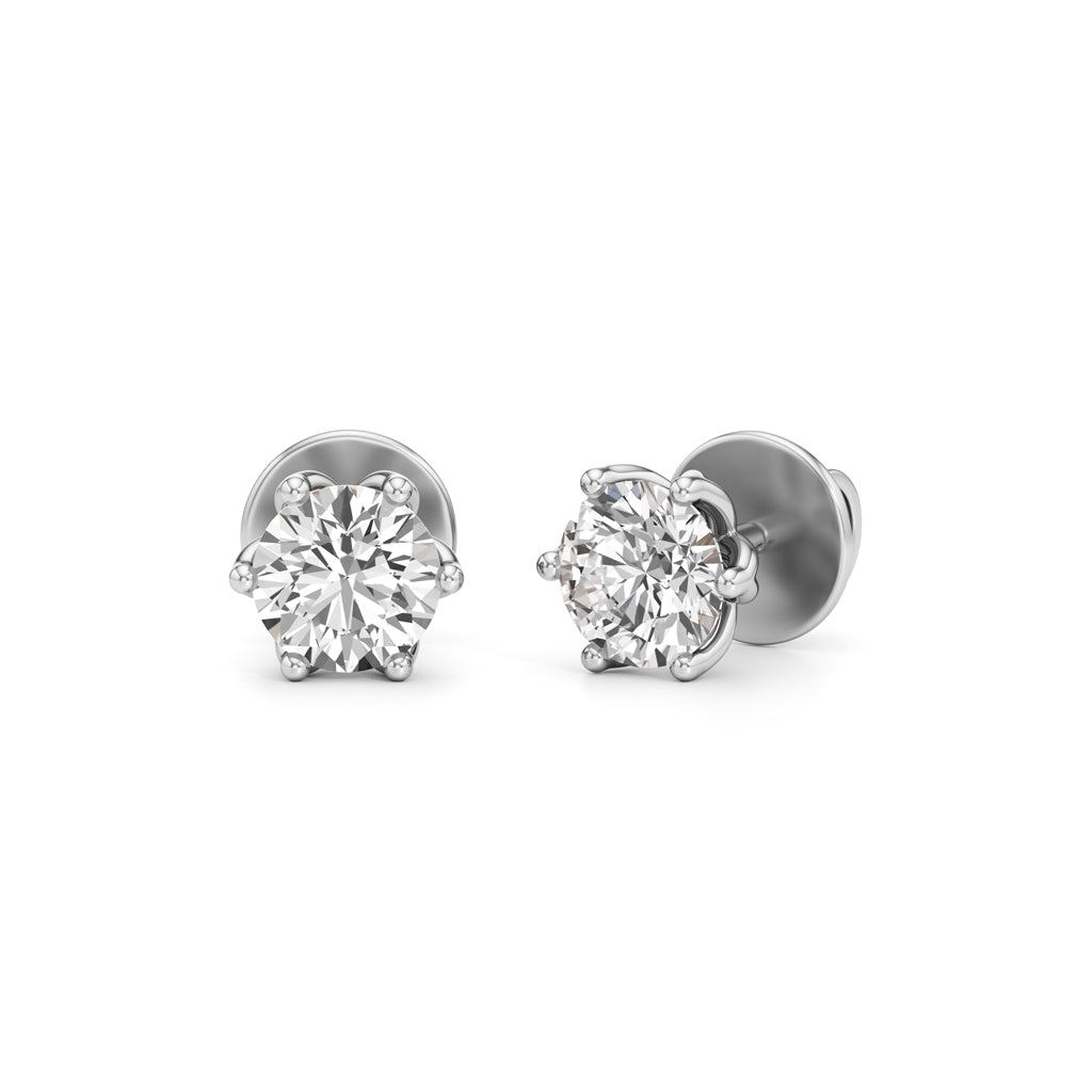 1Ct Round Shape Solitaire Studs Earrings