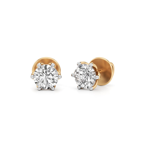 1Ct Round Shape Solitaire Studs Earrings