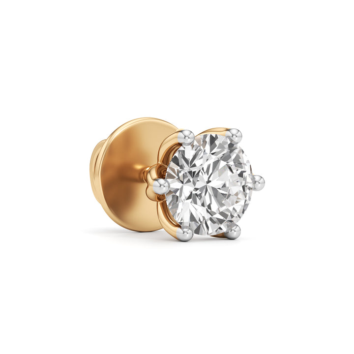 Exquisite Lotus Solitaire 925 Silver  18K Gold Plated Stud Earrings