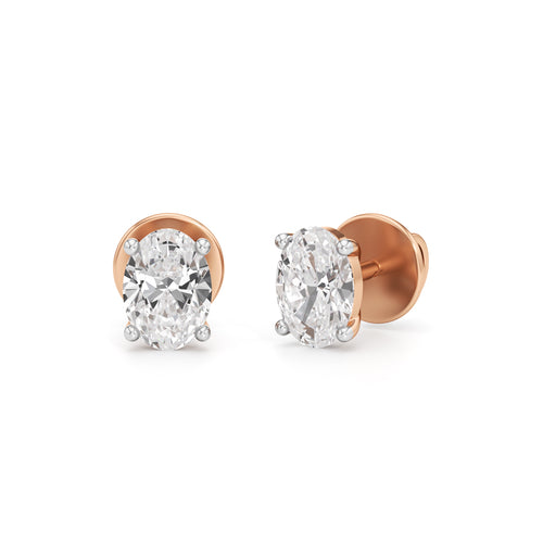 1Ct Oval Shape Solitaire Studs Earrings
