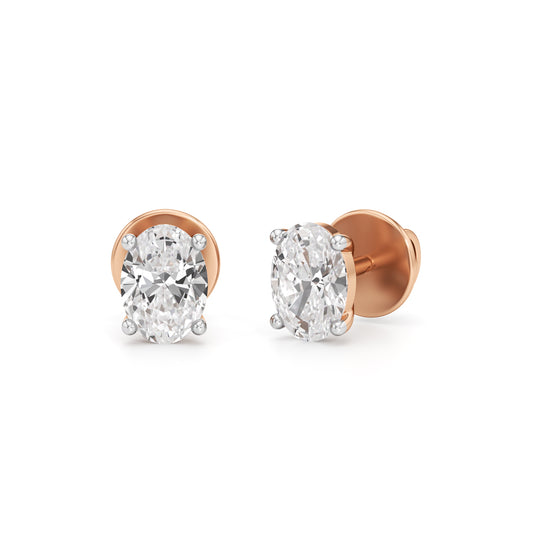 1Ct Oval Shape Solitaire Studs Earrings