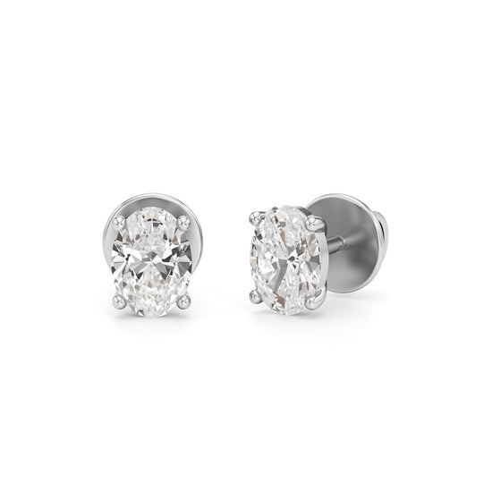 1Ct Oval Shape Solitaire Studs Earrings