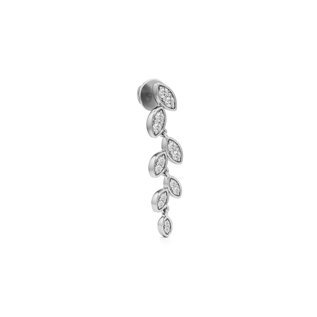 Golden Leaf Cascade Diamond Dangle Earrings