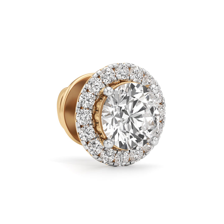 Luxury 925 Silver 18K Gold Plated Brilliant Halo Solitaire Stud Earrings