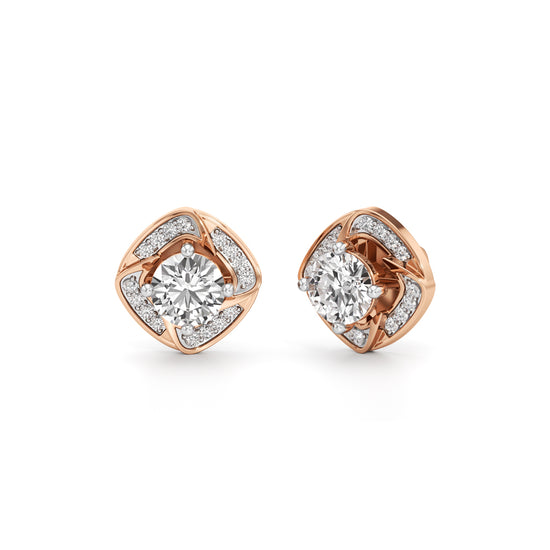 1Ct Round Shape Fancy Studs Earrings