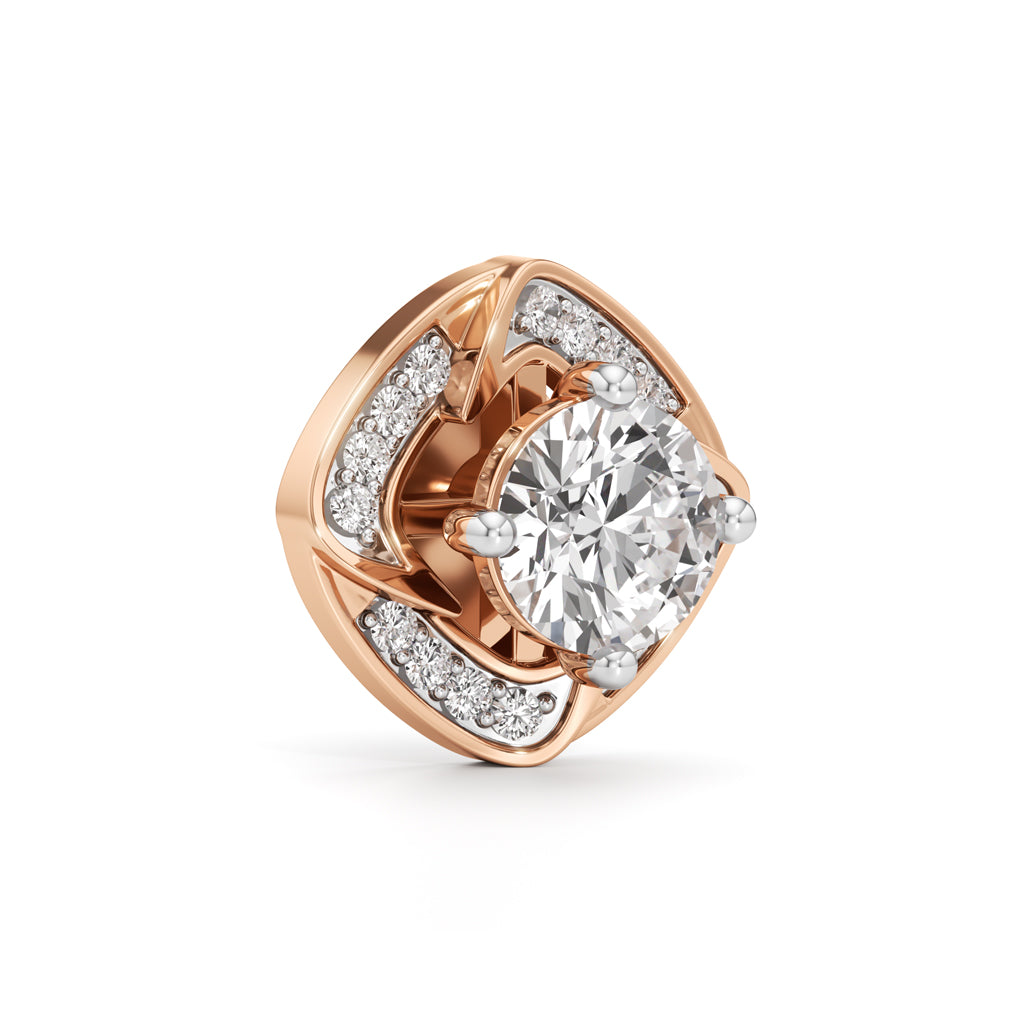 1Ct Round Shape Fancy Studs Earrings
