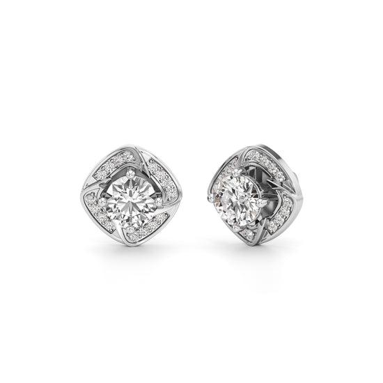1Ct Round Shape Fancy Studs Earrings